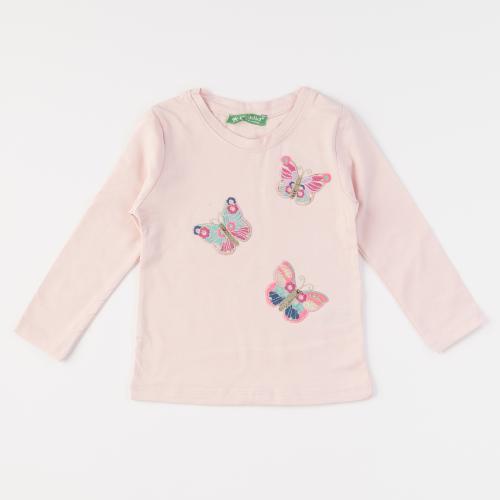 Детска блуза за момиче Cichlid с дълъг ръкав Butterflies Розова