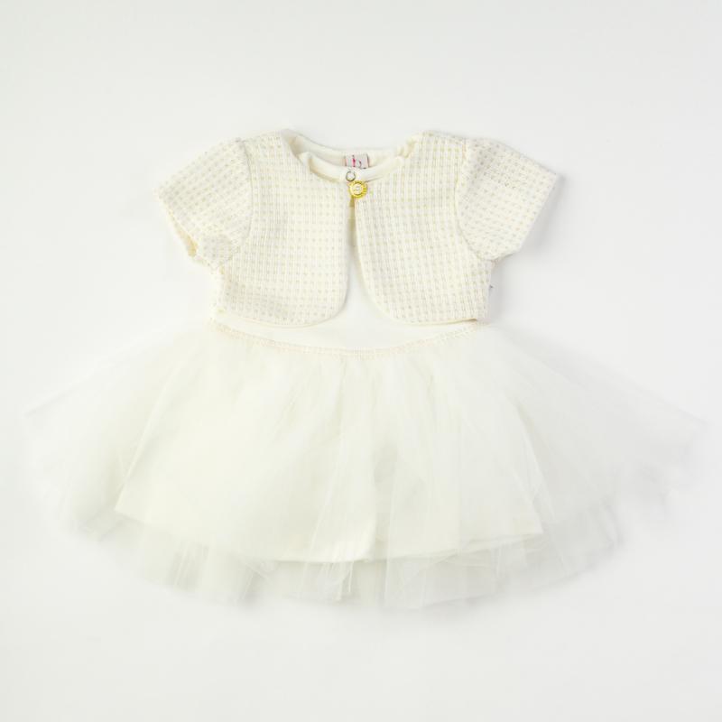 Бебешка рокля с къс ръкав и болеро Anna Bulsen baby  - Бяла