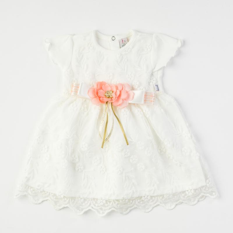 Бебешка рокля с дантела Bulsen baby - Бяла