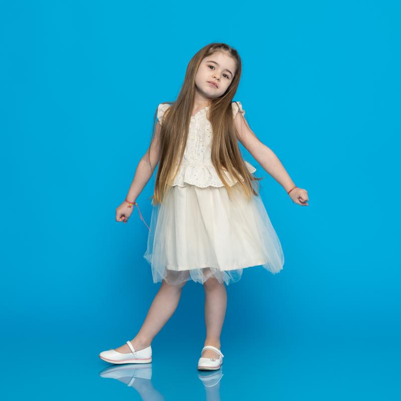Детска рокля с тюл Lilax - Бежова