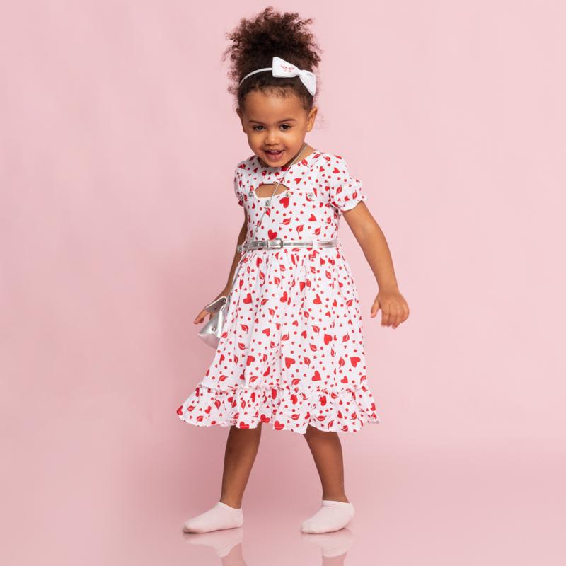 child dress sleeveless  Hearts  with a bag and belt