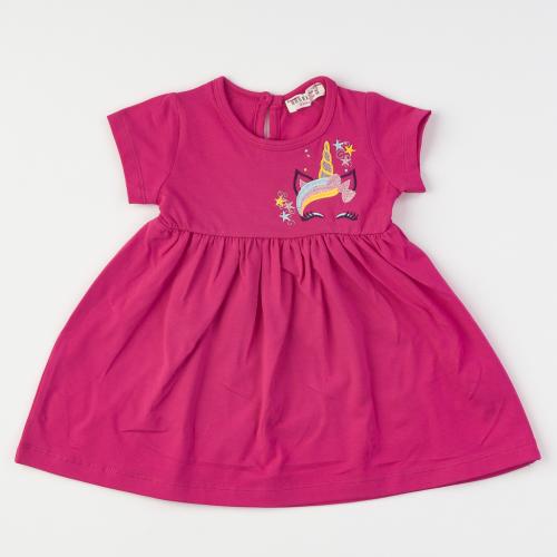 Детска рокля с къс ръкав Breeze Unicorn - Розова