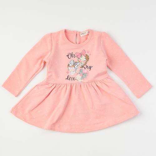 παιδικο φορεμα με μακρυ μανικι  Breeze   Oh my love   -  Ροζε