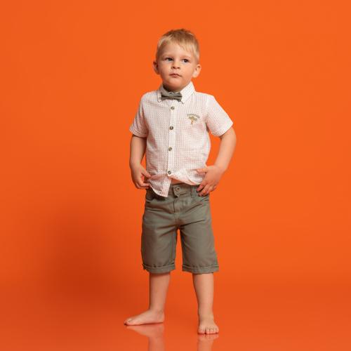 Детски комплект за момче къси панталони с папионка Зелен