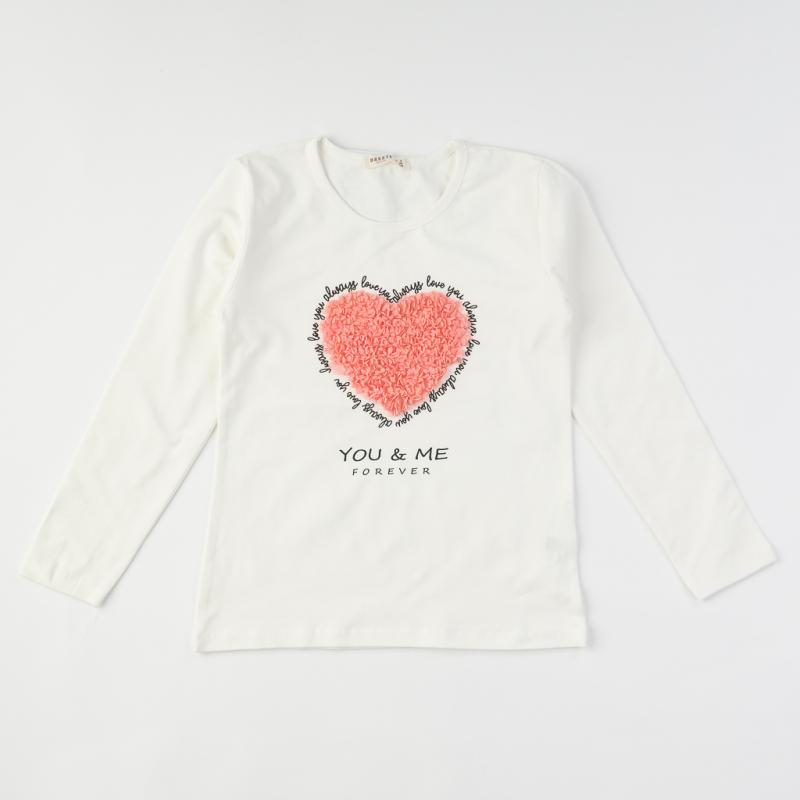 Childrens blouse For a girl  Breeze Love   -  White