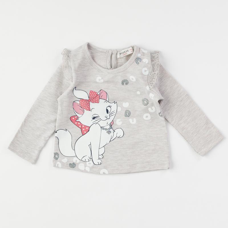 Παιδικη μπλουζα με μακρυ μανικι  Breeze Kitty   -  Γκριζο