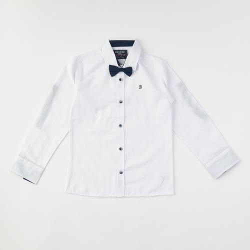 Детска риза за момче Breeze  Gentleman с папионка - Бяла