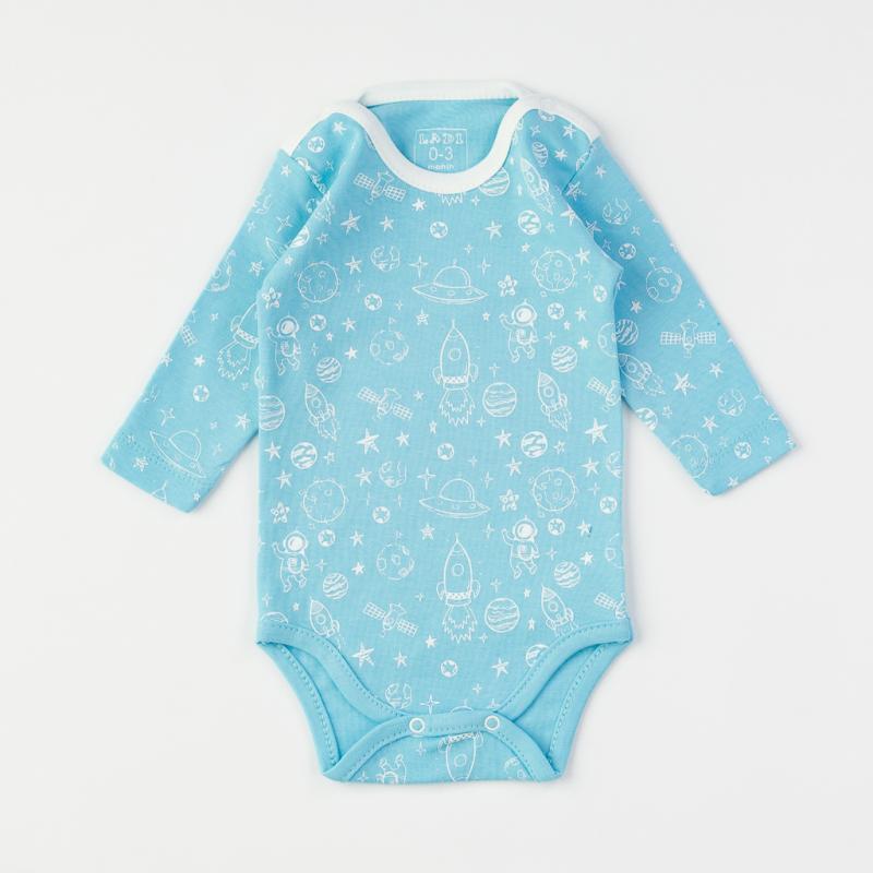 Baby bodysuit For a boy with long sleeves  Galaxy   -  Blue