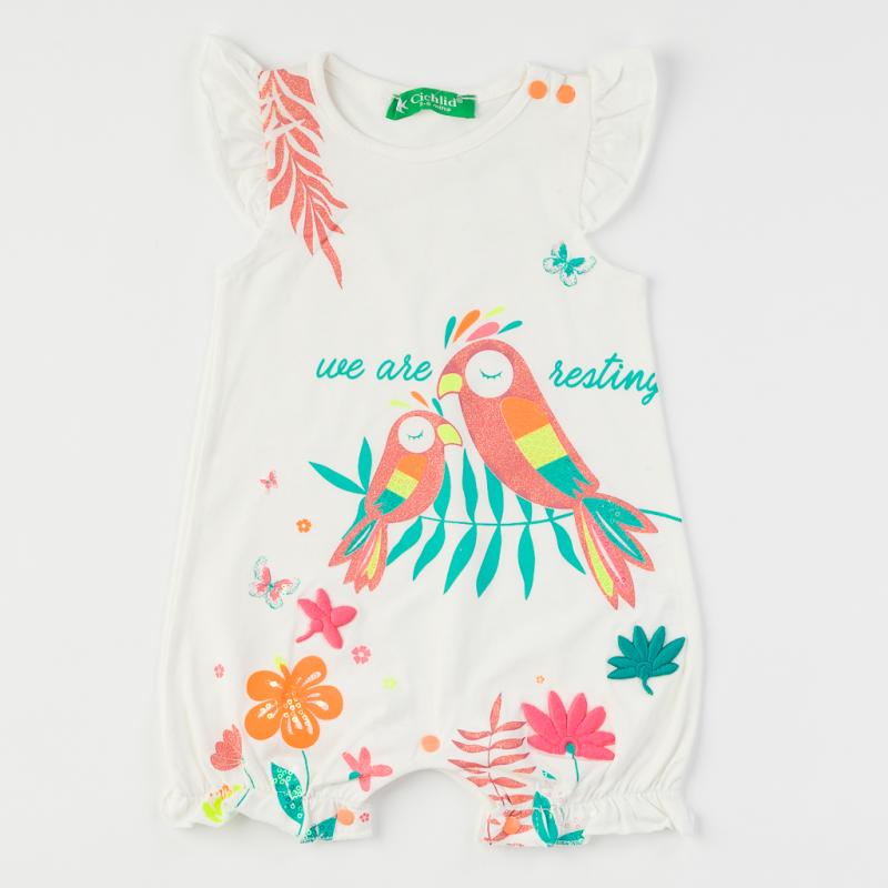 Baby overalls For a girl  We are resting  summer  -  White