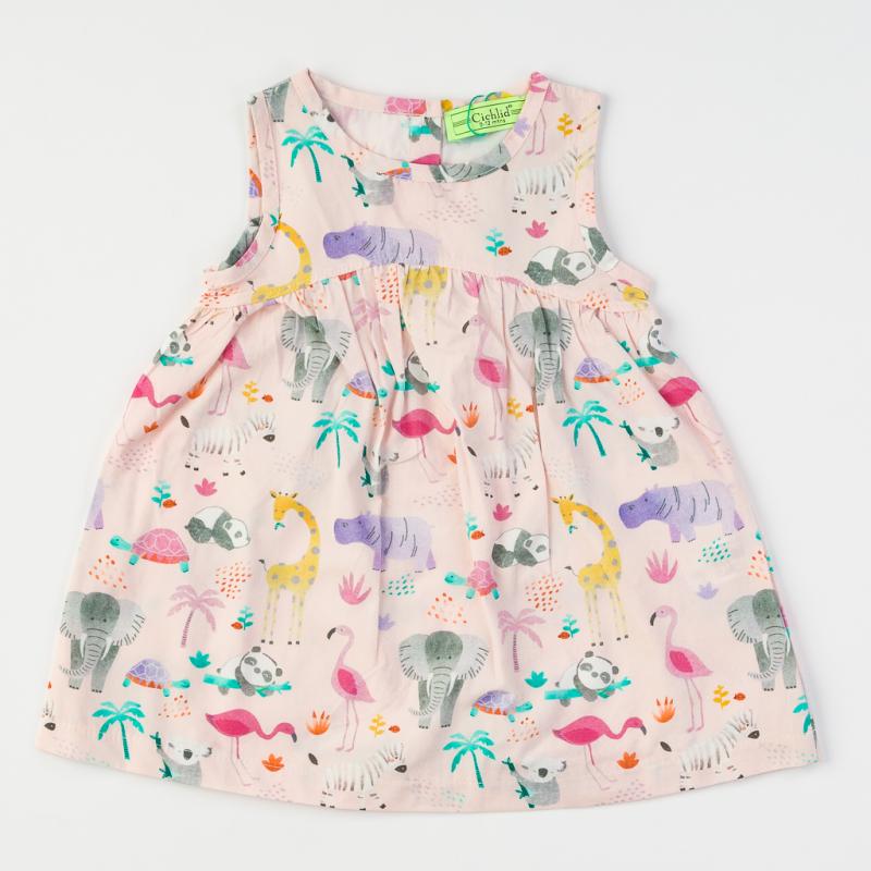 Детска лятна рокля без ръкав Animals - Розова