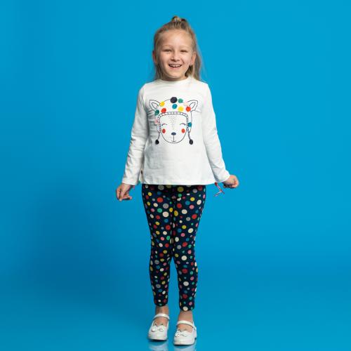 Παιδικο σετ για κοριτσια 2 τεμαχια  Color dots  μπλουζα και κολαν
