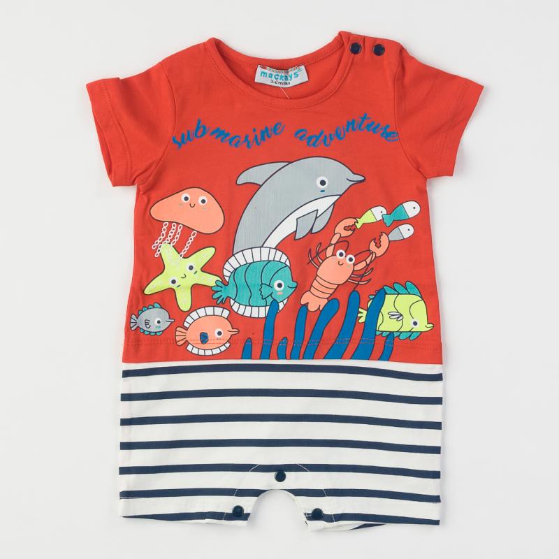Baby overalls For a boy  Sea adventure  with short sleeves
