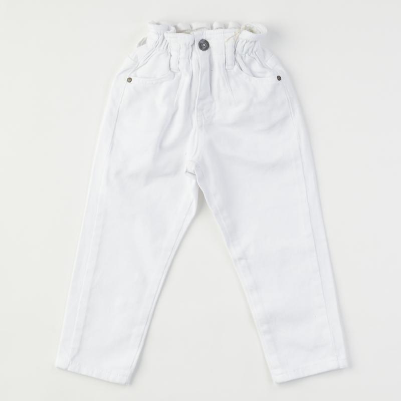 Childrens trousers For a girl  Rois denim  High waist  -  White