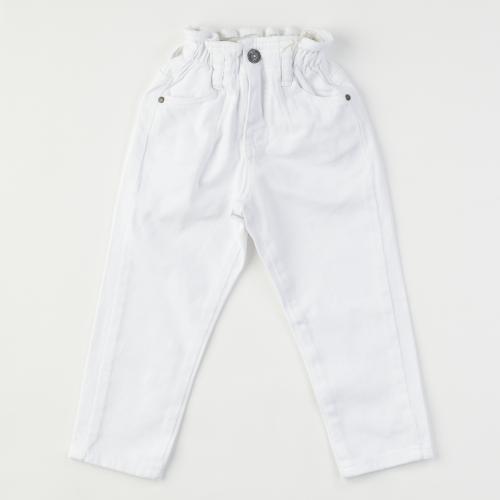 Детски панталон за момиче Rois denim с висока талия - Бял