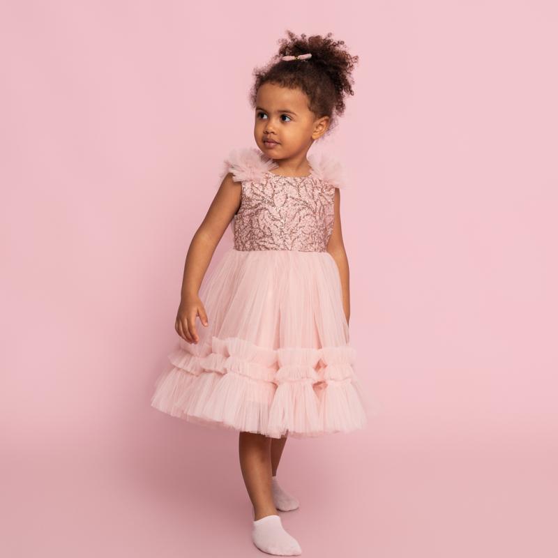 Childrens formal dress with tulle and glitter  Pink Lady