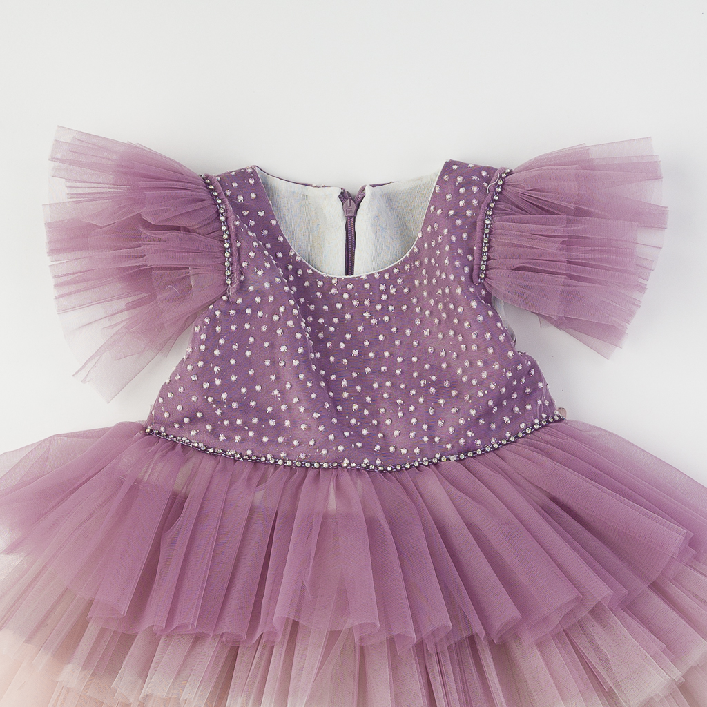 Детска официална рокля с тюл и брокат Sparkle - Лилава