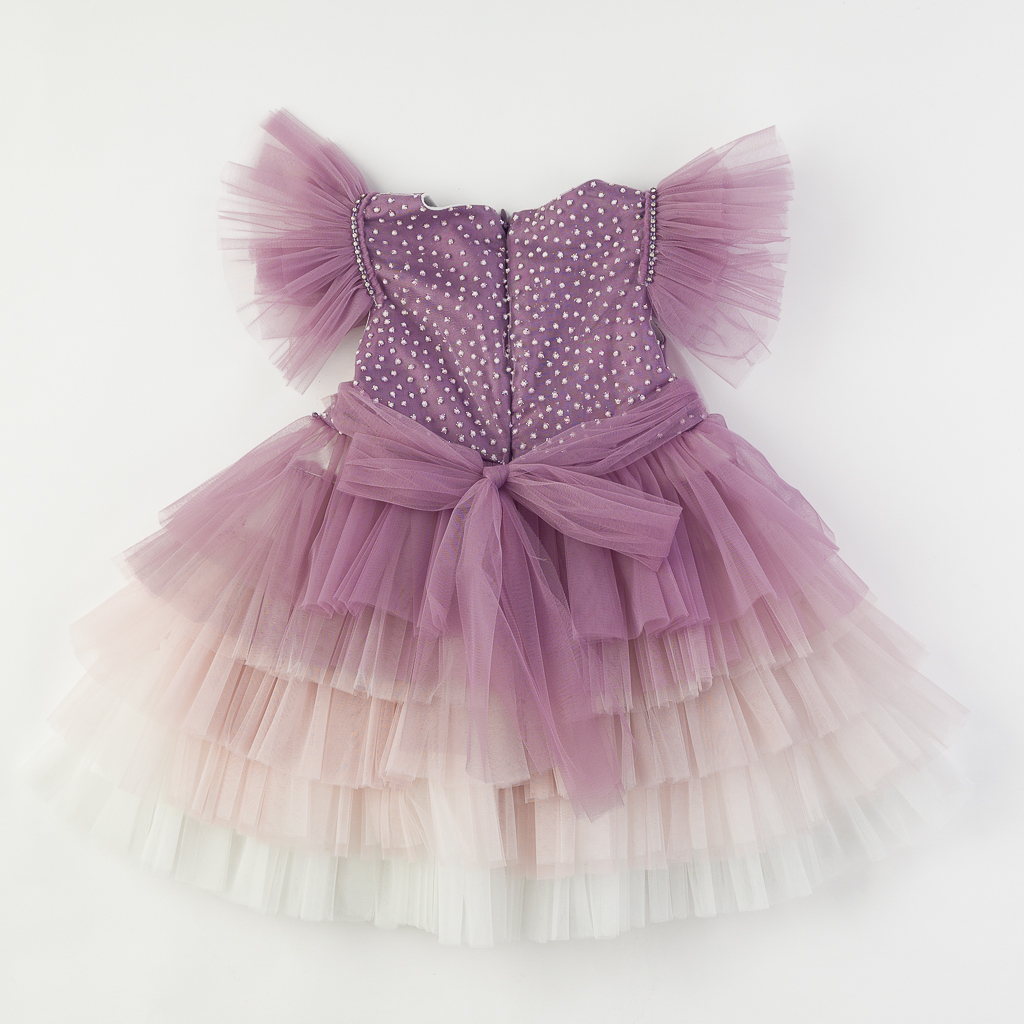 Παιδικο επισημο φορεμα με τουλι με μπροκάρ  Sparkle   -  Μωβ