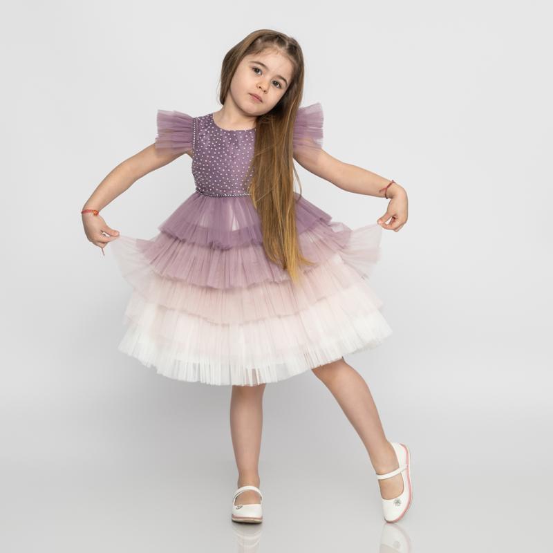 Childrens formal dress with tulle and glitter  Sparkle   -  Purple