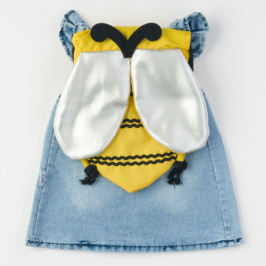 Παιδικό τζιν φόρεμα αμανικο   Sweet bee   με σακιδιο
