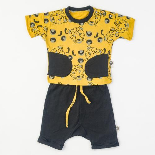 Детски комплект за момче тениска и къси панталонки RG Panter 2 части - Жълт