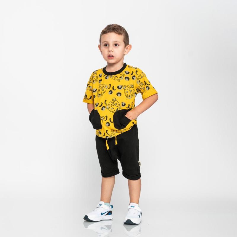Детски комплект  момче тениска и къси панталонки RG Panter 2 части - Жълт