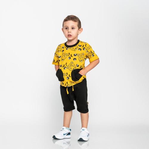 Детски комплект за момче тениска и къси панталонки RG Panter 2 части - Жълт