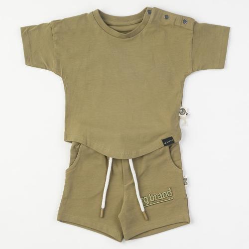 Детски комплект за момче тениска и къси панталонки RG Green 2 части - Зелен