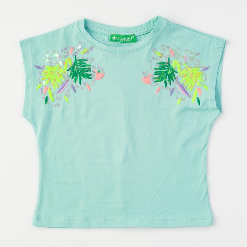 Childrens t-shirt For a girl  Cichlid  Green