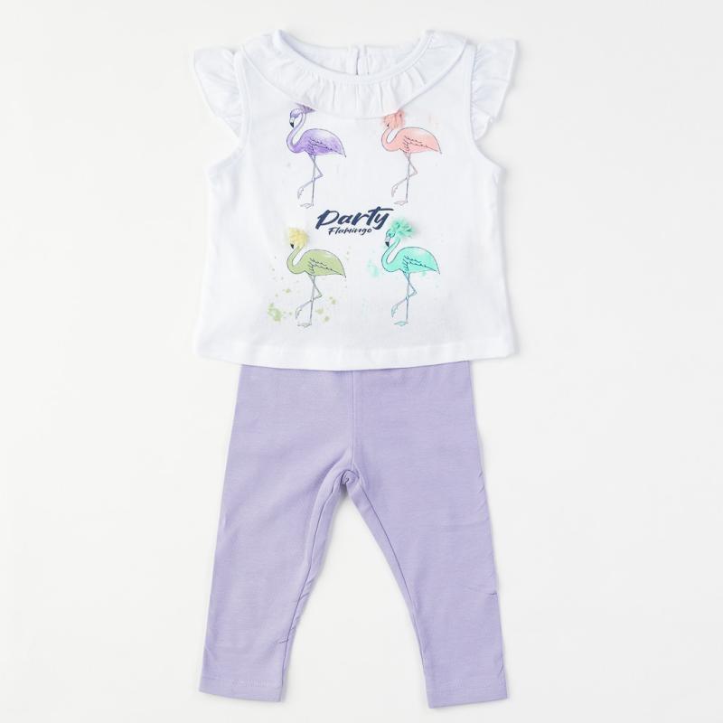 Childrens clothing set For a girl tank top and leggings set  Cikoby Party flamingo