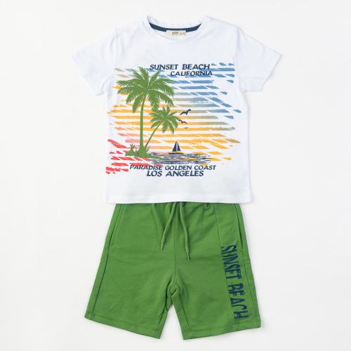 Детски комплект за момче тениска и къси панталонки Cikoby Sunset beach California