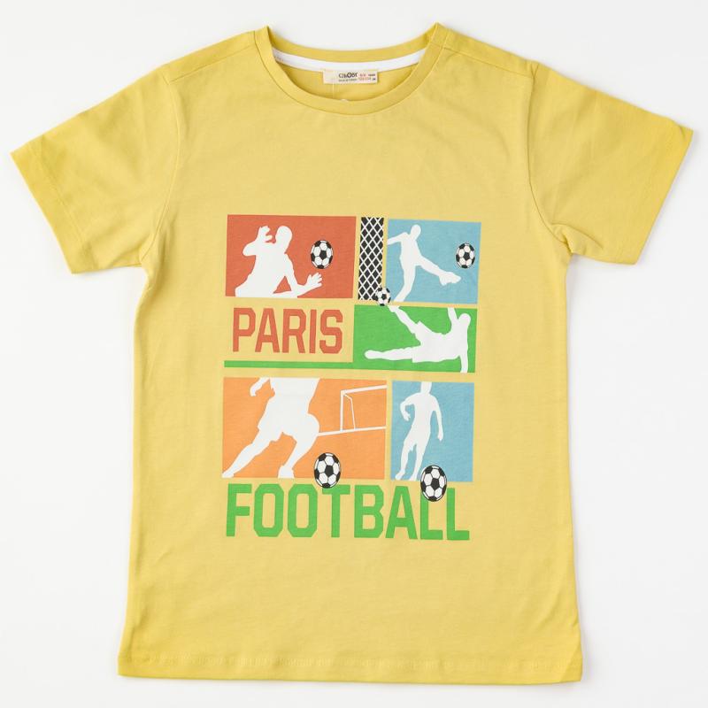 Детска тениска  момче с щампа Cikoby Paris Жълта
