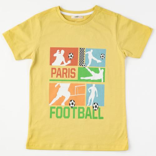 Детска тениска за момче с щампа Cikoby Paris Жълта