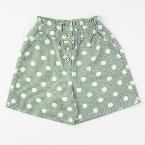 Детски къси панталонки за момиче Cikoby Dots Зелени
