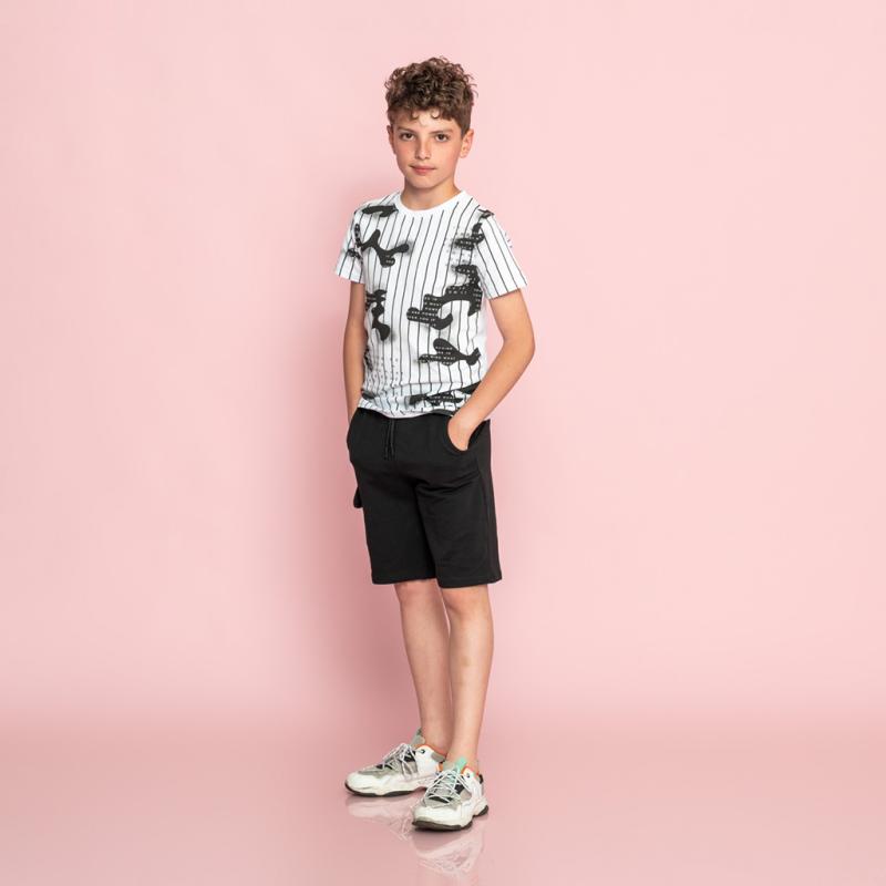 Детски комплект  момче тениска и къси панталонки Mackays Black and white