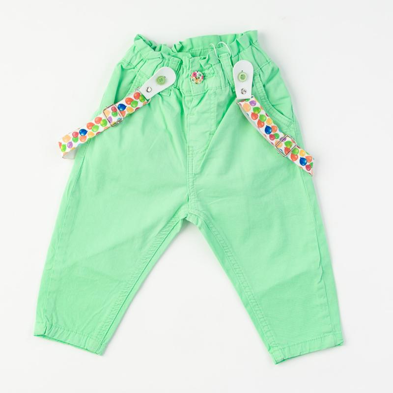Childrens trousers For a girl with suspenders  Cikoby  Green
