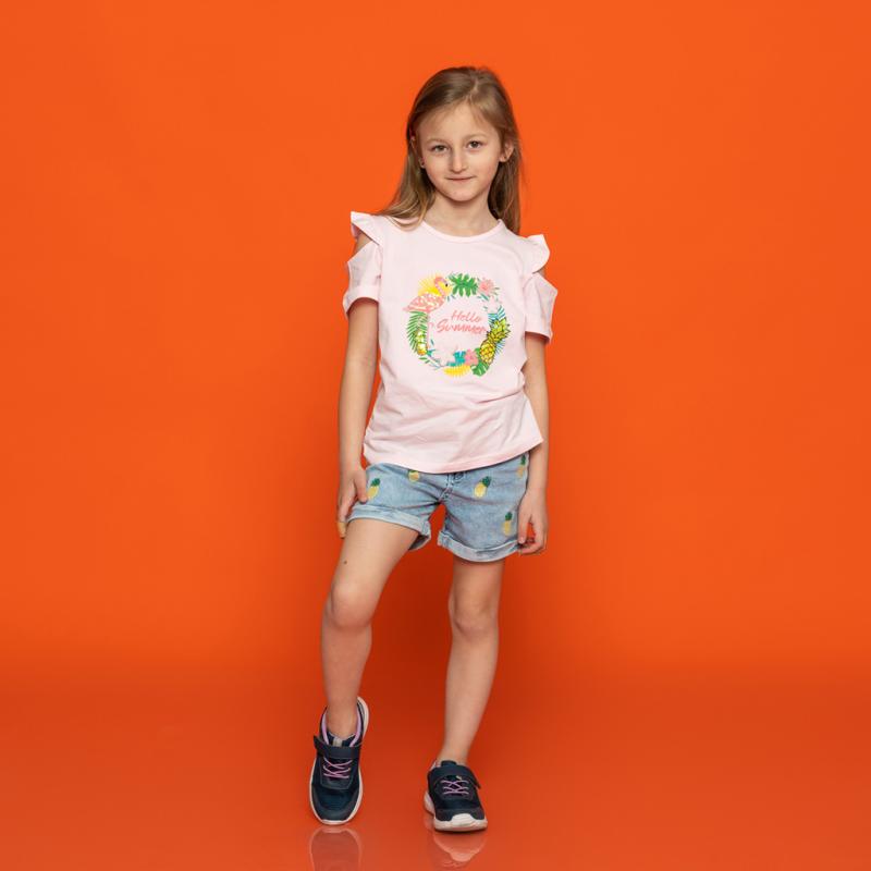 Childrens clothing set For a girl t-shirt and denim shorts  Cichlid Hello summer