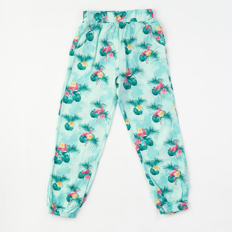 Childrens trousers For a girl  Cichlid Flowers  summer Blue