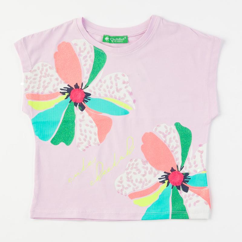 Детска тениска  момиче Cichlid Flower - Лилава