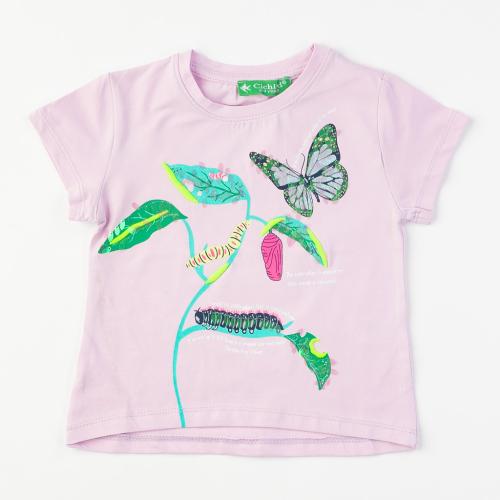 Детска тениска  момиче Cichlid Butterfly - Лилав