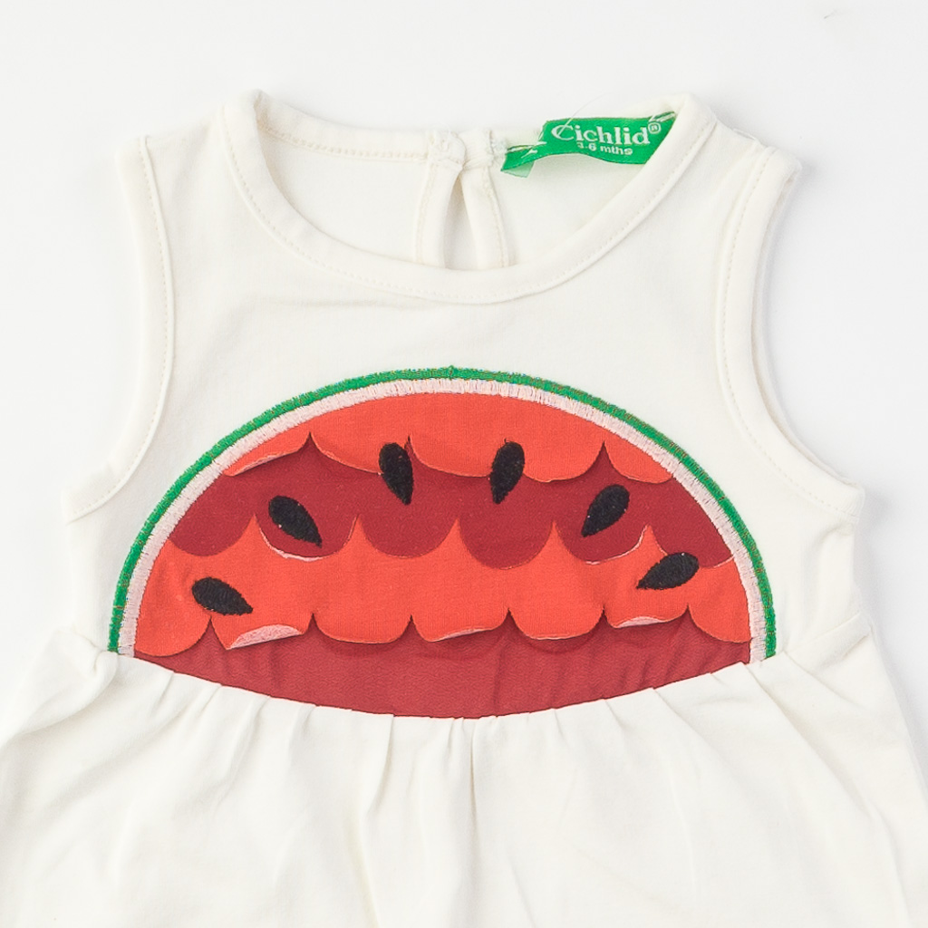 Бебешки гащеризон за момиче Watermelon - Бял
