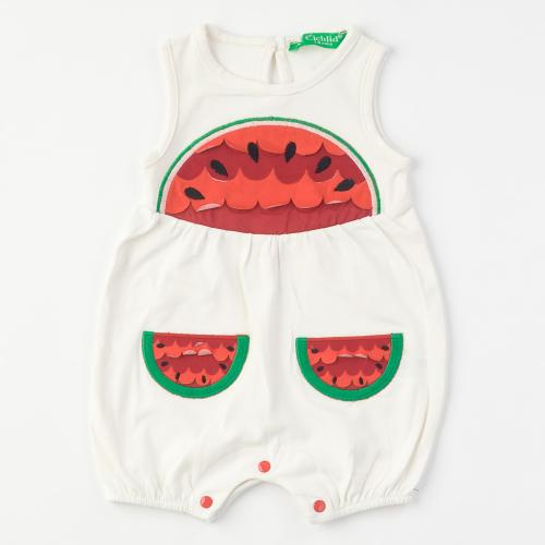 Бебешки гащеризон  момиче Watermelon - Бял