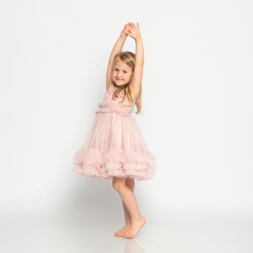 Детска официална рокля с тюл перли и камъни Ayisig Beauty Розова