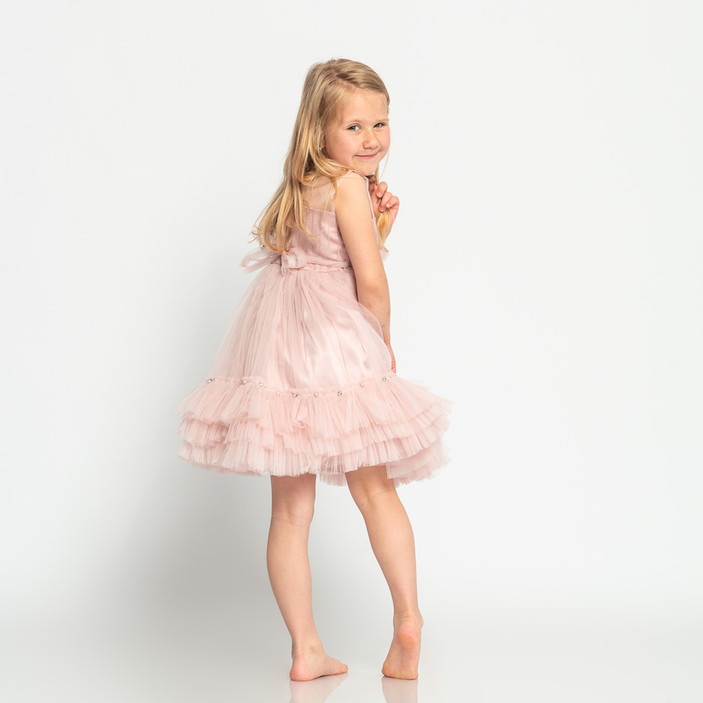 Παιδικο επισημο φορεμα με τουλι περλες με διαμαντακια  Ayisig Beauty  Ροζε
