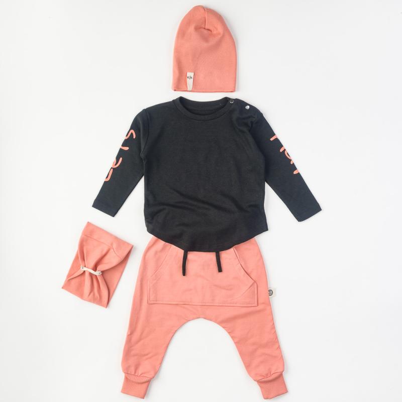 Childrens clothing set For a girl  RG  4 parts with a hat Peach