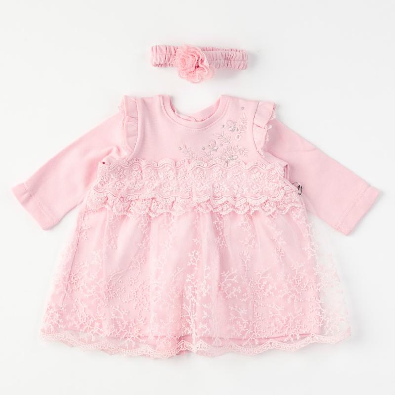 Baby dress with a tiara  Anna Babba Butterfly  Pink