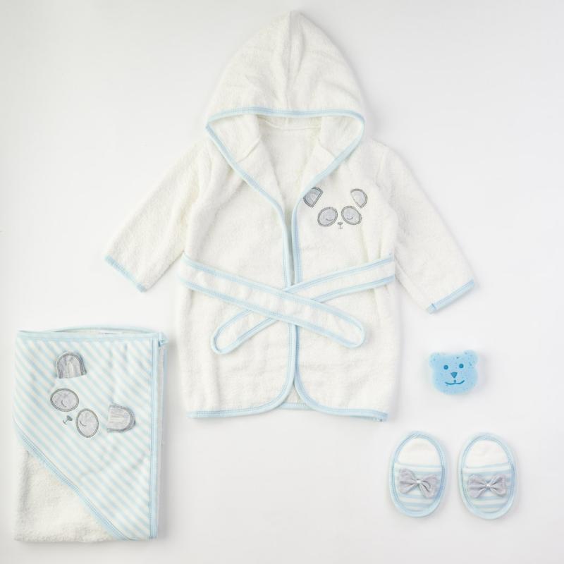 Бебешки комплект  баня  момче Ece Baby Blue Raccon 4 части Син