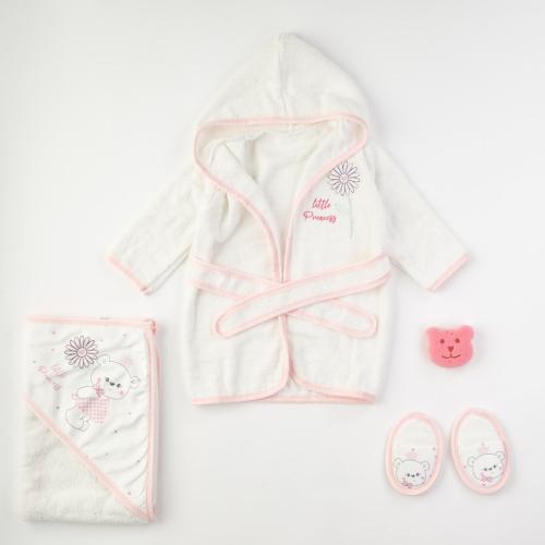 Бебешки комплект за баня за момиче Ece Baby Little princess 4 части Розов