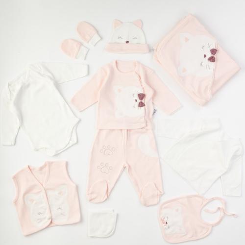 Βρεφικό σετ νεογέννητου με κουβερτουλα Για Κορίτσι  Gaye bebe Kitty  10 τεμαχια Ροζ