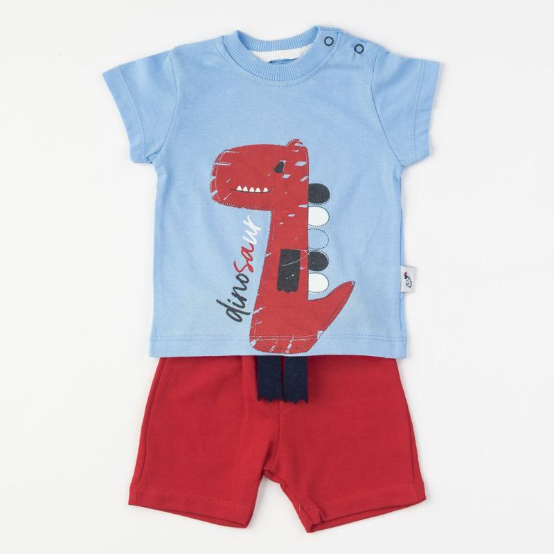 Бебешки комплект тениска и къси панталонки  момче Dino Life Син