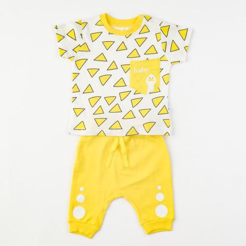 Бебешки комплект за момче Baby Duck тениска и панталонки Жълт